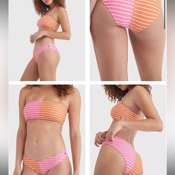 Tommy Hilfiger V-Cut Bikini Bottoms -
Sail Away Stripe Dahlia / Soft White, New - Picture 6 of 13